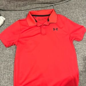 Boys under armour youth medium red golf shirt
